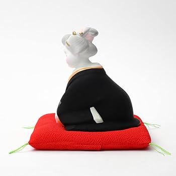 骨董品 お多福陶人形座布団付 骨董品 お多福陶人形座布団付
